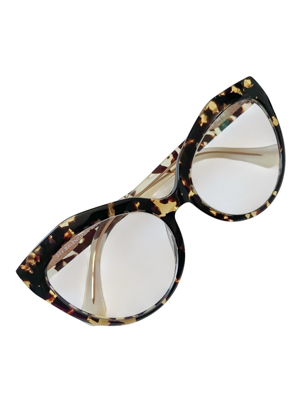 Balenciaga Y2K BA48 Cat Eye Eyeglasses Frames Havana Brown Tortoise 55B